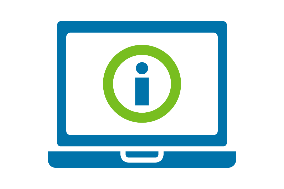 Information icon on a laptop screen