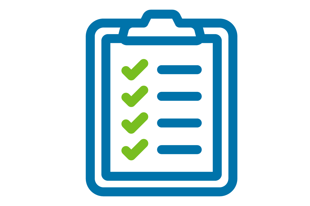 Icon: clipboard with a checklist on it